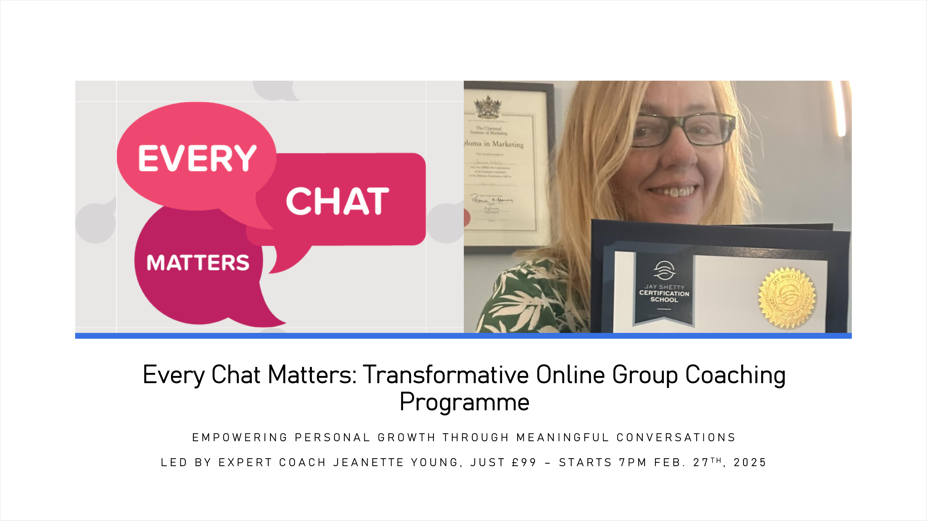 Jeanette Young Every Chat Matters Transformative Online Coaching Programme